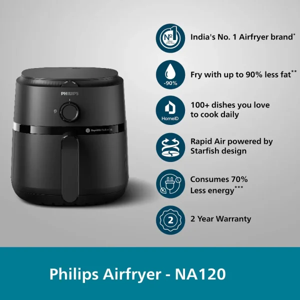 Philips Airfryer NA120/00 with 4.2 Litre - Image 2