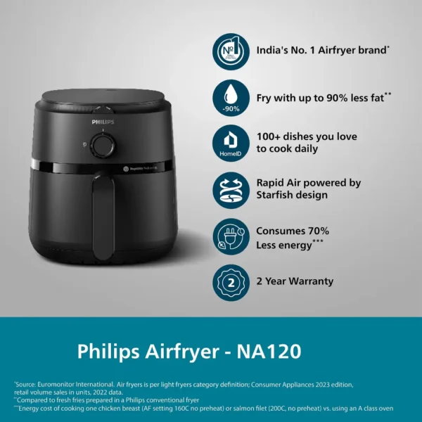 Philips 4.2 Litre Airfryer with Rapid Air Technology NA120/00